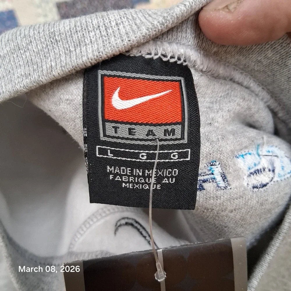 Vintage Deadstock Nike Team Center Swoosh Heather Gray Sweatshirt Size Large Y2K